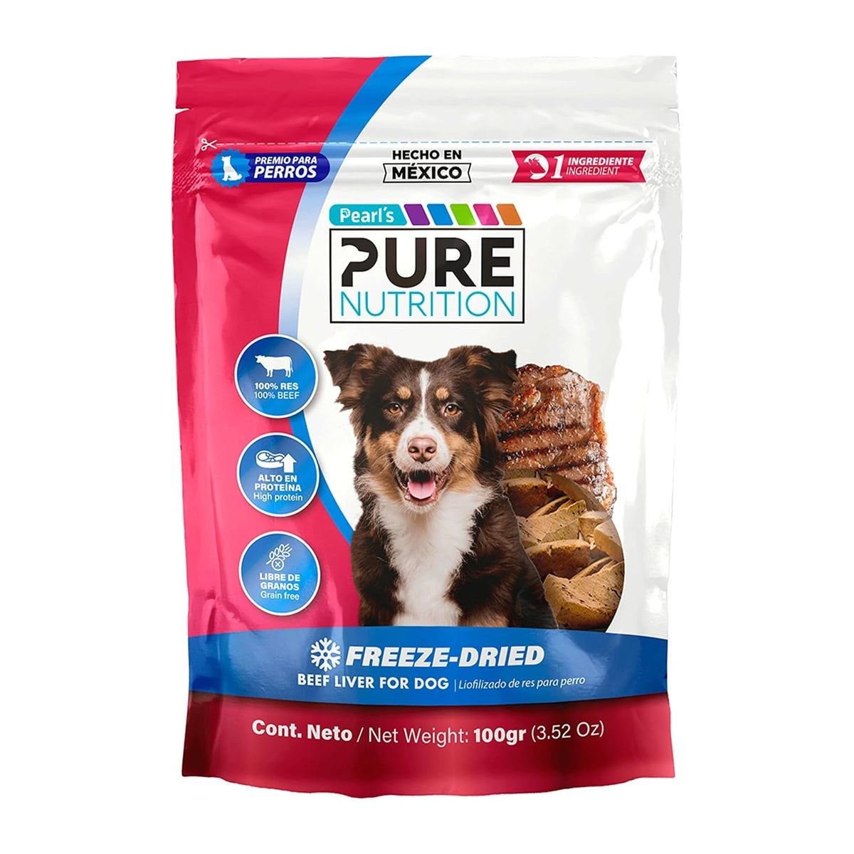 Pearl's Pure Nutrition CAMPI, Premios para Perro, Hígado de Res Liofilizado, 100% Natural, Contienen 63% de Proteína, 100 g