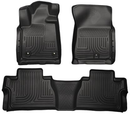 Husky Liners Forros de Piso de Asiento Delantero y Segundo, Negro, Floor Liners - Set - CrewMax - Large - Negro
