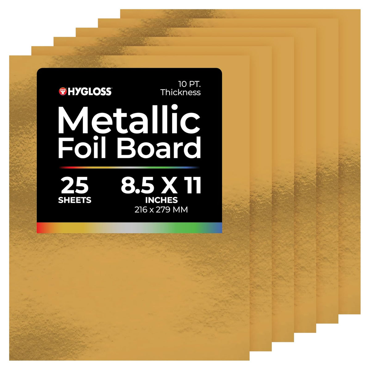 Hygloss Products Metallic Foil Board Sheets - 8.5 x 11 Inches – Gold, 25 Pack
