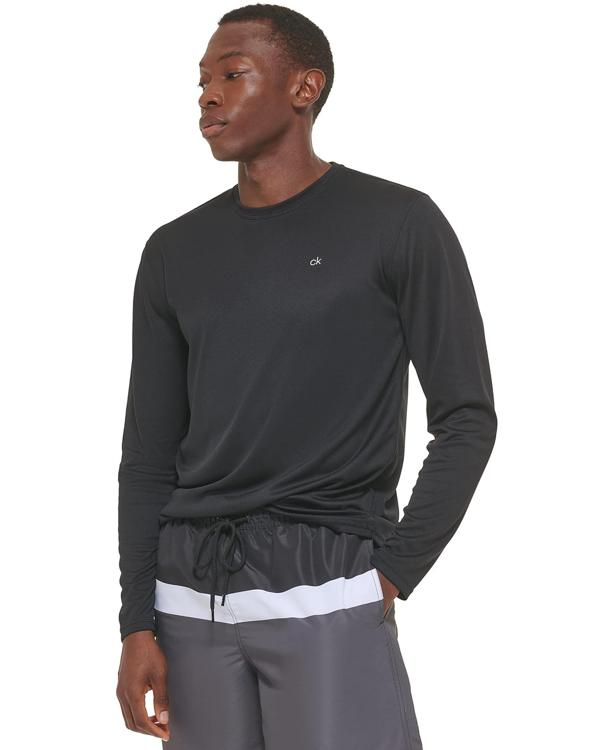 Calvin Klein Peso Ligero de Secado rápido Manga Larga 40+ protección UPF Camisa de protección de Sarpullido para Hombre