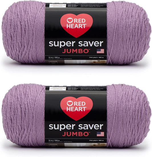Red Heart Super Saver - Hilo de orquídea Jumbo - Paquete de 2 unidades de 396 g/14 oz - Acrílico - 4 medianos (peorgado) - 744 yardas - Tejer/Crochet