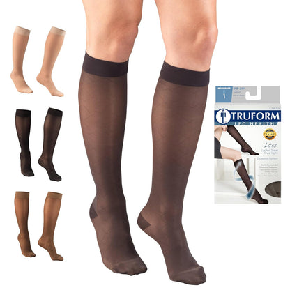 Truform Medias de Compresión 15-20 mmHg, Largo Hasta la Rodilla - Medium - Charcoal