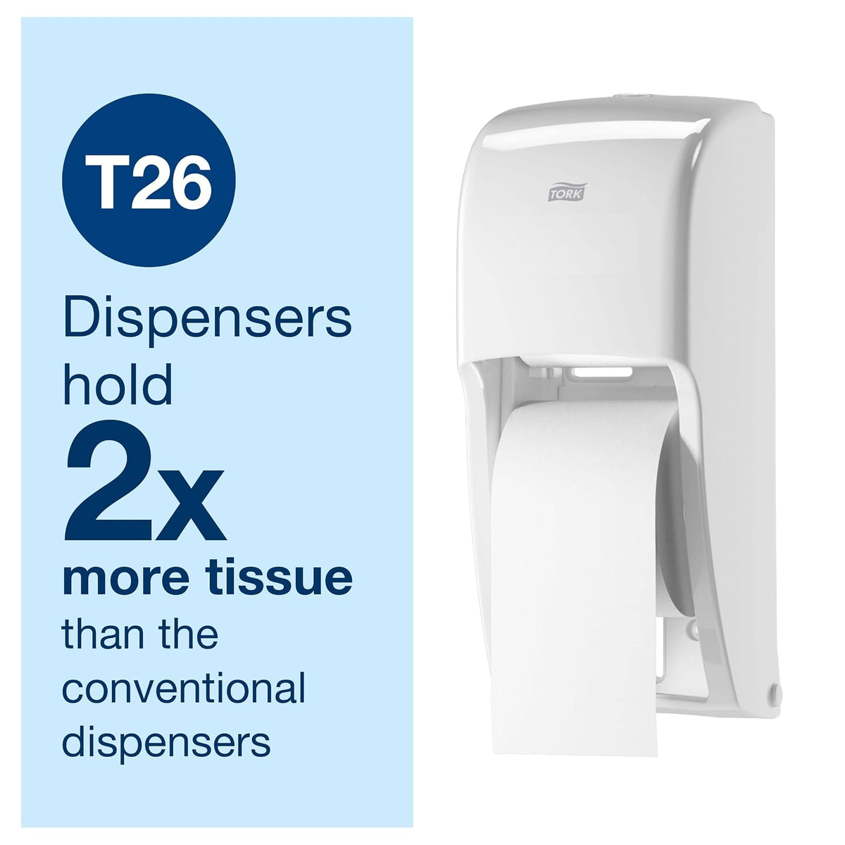 Tork 555620 - Dispensador de Rollo de Papel higiénico Doble T26, Alta Capacidad, Rango de elevación, 6.5 x 6.3 x 14.2 Pulgadas