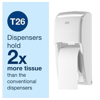 Tork 555620 - Dispensador de Rollo de Papel higiénico Doble T26, Alta Capacidad, Rango de elevación, 6.5 x 6.3 x 14.2 Pulgadas