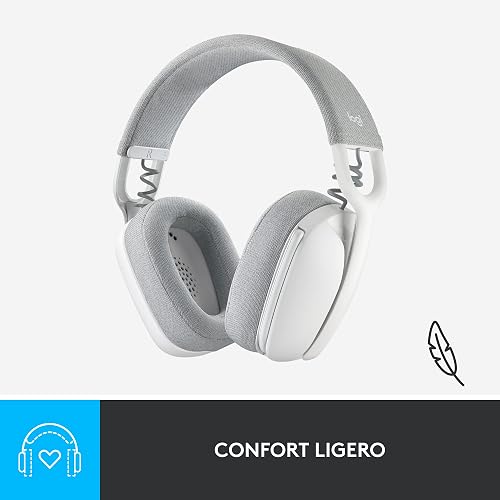 Logitech Zone Vibe 100 Auriculares inalámbricos livianos con micrófono, multipunto, Funciona con Teams,Google Meet, Zoom, Mac/PC,Blanco