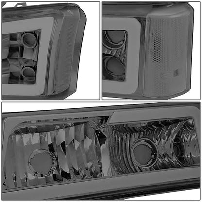 DNA Motoring Juego de Faros Delanteros 3D LED DRL con Lentes Ahumados para Chevrolet Silverado 2003-2007, Ahumado, HL-LB-CSIL03-SM-CL1