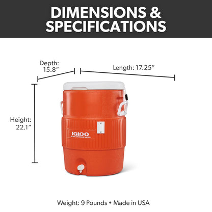 Igloo 10 Gallon Seat Top Beverage dispenser with spigot and Cup Dispenser