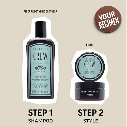 American Crew Fiber, 3 Oz, Fibra para Cabello | Fijación fuerte, brillo suave, acabado mate, cera para cabello liso a ondulado, fácil de lavar