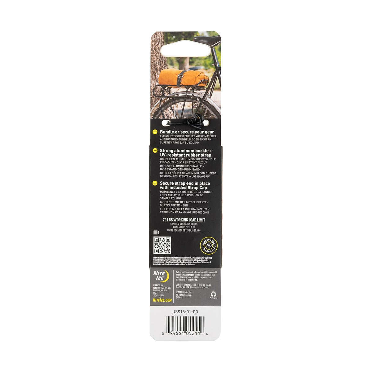Nite Ize USL24-01-R3 GearPro Correa de Utilidad Negra, 24 in, Límite de Carga 80 LB, para Lonas/Mangueras/Ski/Madera