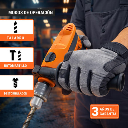 TRUPER COMBO-100, Rotomartillo/destornillador 1/2" 650W + caja de herramienta y organizador
