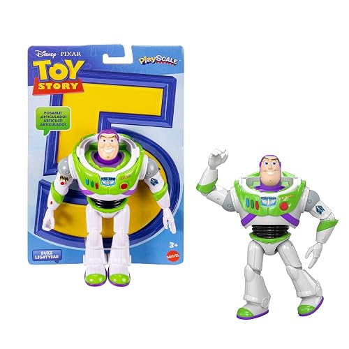 Mattel Pixar Toy Story 5 Figura de Acción Buzz de 7 Pulgadas 3+ | Escala 18 cm, 1 personaje clave, 8+ articulaciones móviles, diseño fiel a la película, JKV15