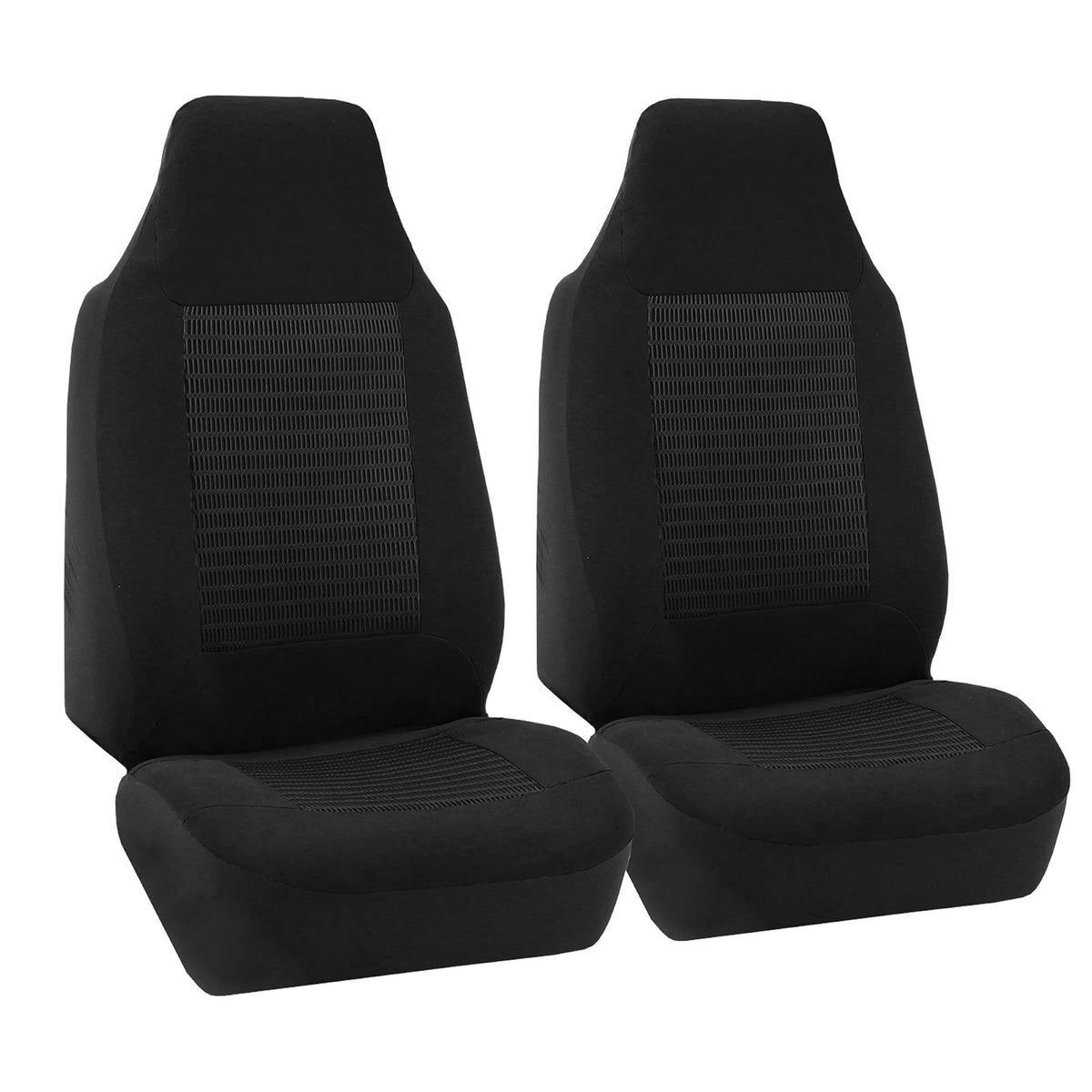 FH GROUP FB107BLACK102 Black Premium Fabric Bucket Car Seat Cover, Set of 2 (Airbag Compatible)