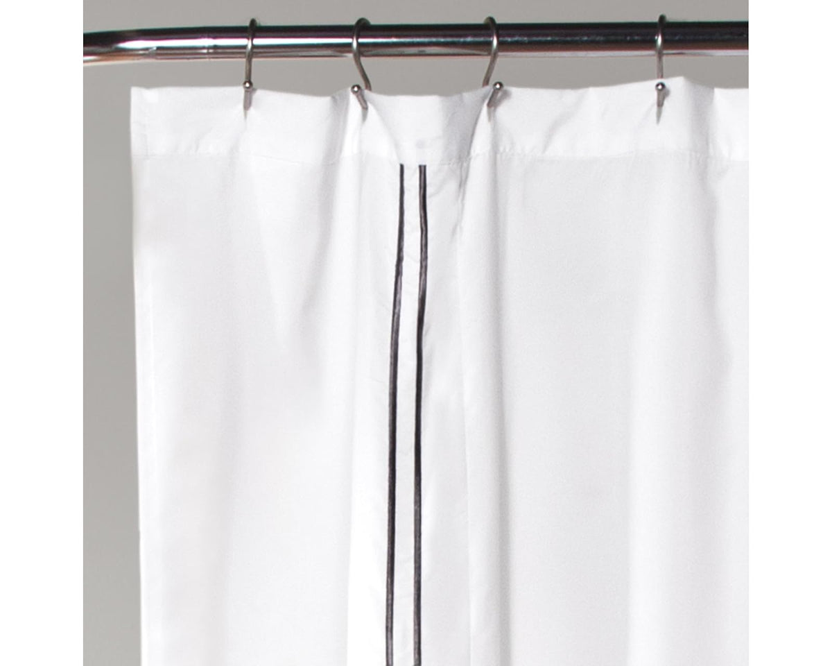 Lush Decor Hotel Collection - Cortina de Ducha de Tela Minimalista Estilo Liso, diseño de baño, 72 x 72 Pulgadas, Blanco y Gris
