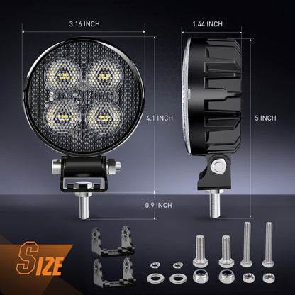 Nilight 2 Cápsulas LED Redondas de 8 cm W0212, 1500 LM, Luz de Trabajo EMC, 90°, Todoterreno, Blanco