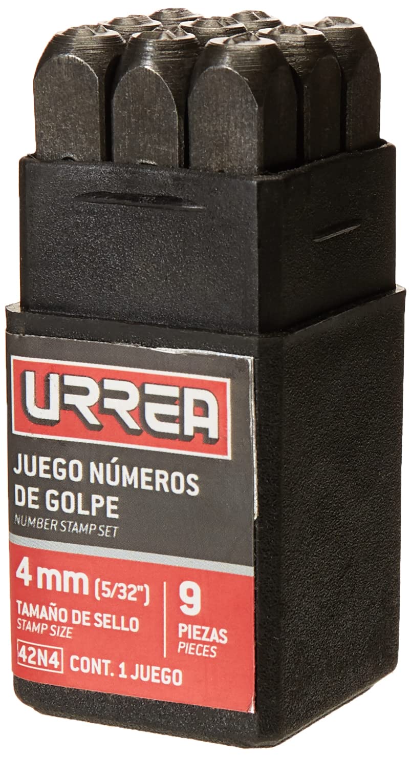 Urrea 42N8 Juego de números del "0" al "9" de golpe 8 mm, 9 piezas - 4 mm
