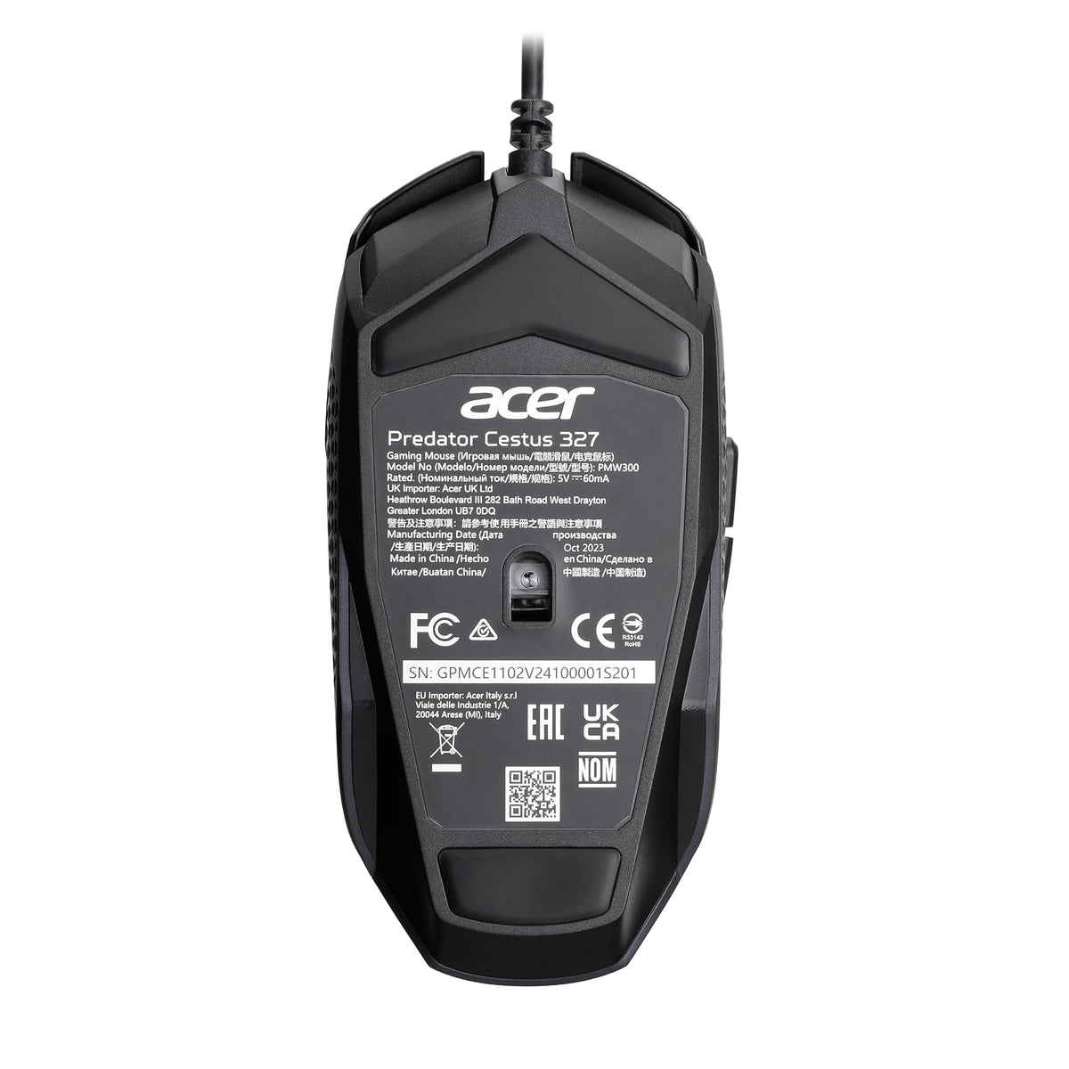 ACER Predator Cestus 327 PMW300 Mouse Gamer Alámbrico | Hasta 8000 dpi, conexión USB, 63 g, iluminación RGB