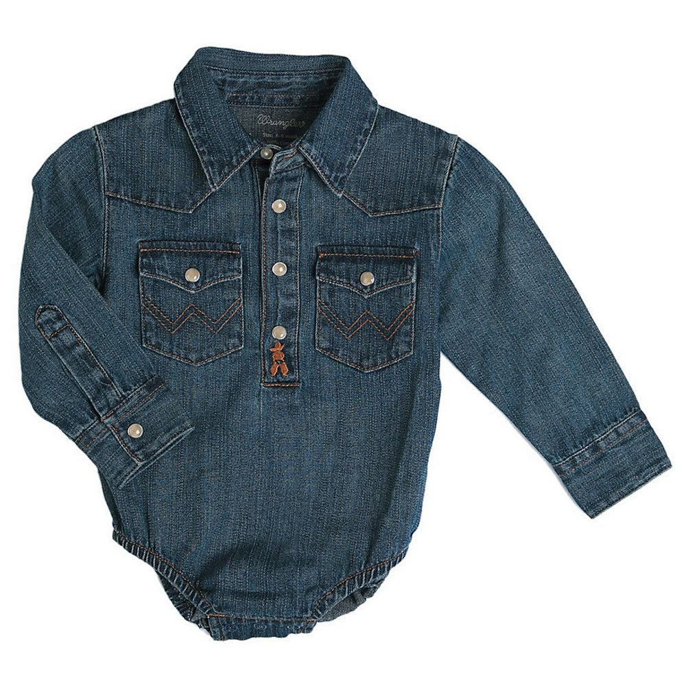 Wrangler Body Vaquero Manga Larga para Bebé Niño - 18 Meses - Azul (Denim)