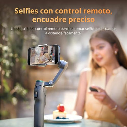 Osmo Mobile 8P + Transmisor Mic Mini 2, gimbal móvil, micró inalámbrico | Estabilizador (iPhone&Android), audio lleno de detalles, OsmoAudio, cancelación activa de ruido, estabilización de 3 ejes