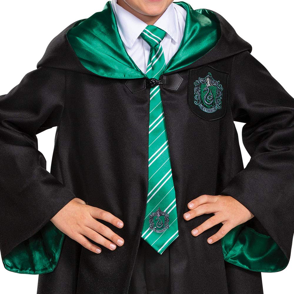 Disfraz de Harry Potter Slytherin Prestige para niños, negro y verde, talla L (10-12)