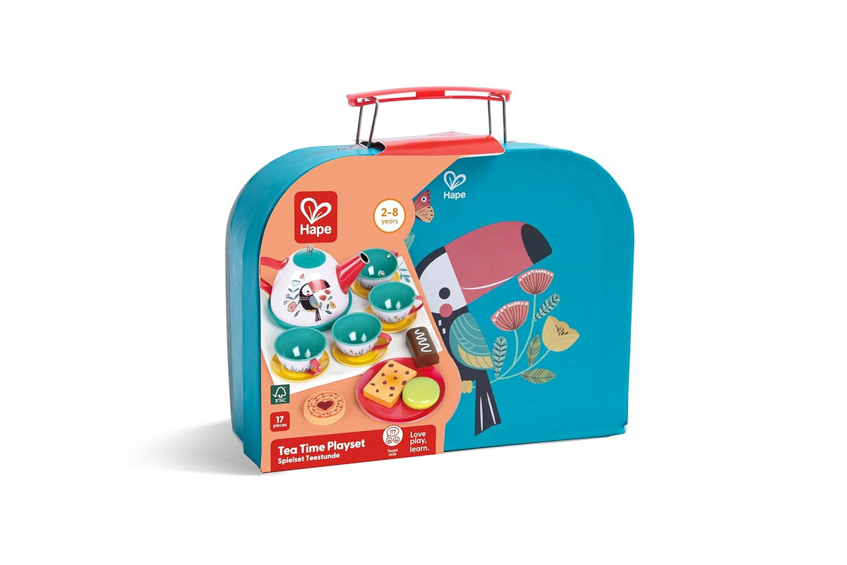 Hape Juego De Té para Niños con Maletín Portátil | Tetera, Tazas, Accesorios, Juego De Rol, Desarrolla Imaginación