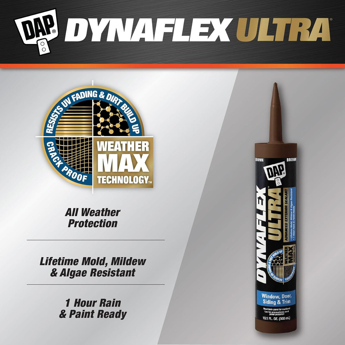 DAP Dynaflex Ultra Advanced Sellador 7079818218 | Café, 10 oz, sellador de látex sintético, exterior interior