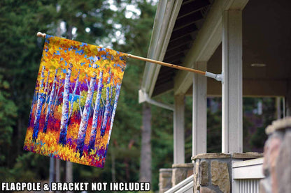 Toland Home Garden Blissful Birches 71.1 x 101.6 cm Decorativo Colorido Multicolor otoño árbol casa Bandera