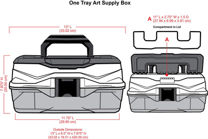 ArtBin - Caja con charola para materiales de arte, One Tray, 1, 1