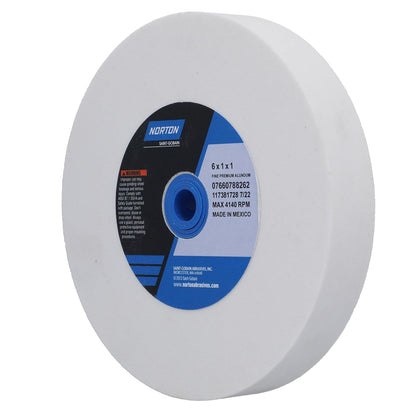 Norton Premium White Bench and Pedestal Abrasive Wheel, Type 01 Straight, Aluminum Oxide, 1" Arbor, 8" Diameter, 1" Thickness, Very Fine 150 Grit (Pack of 1)