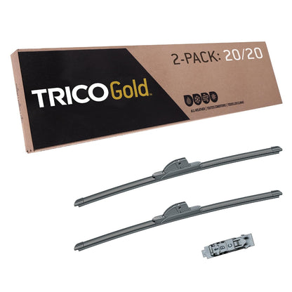TRICO Gold Juego de 2 Plumas Limpiaparabrisas Super Premium - 20" + 20" Paquete de 2