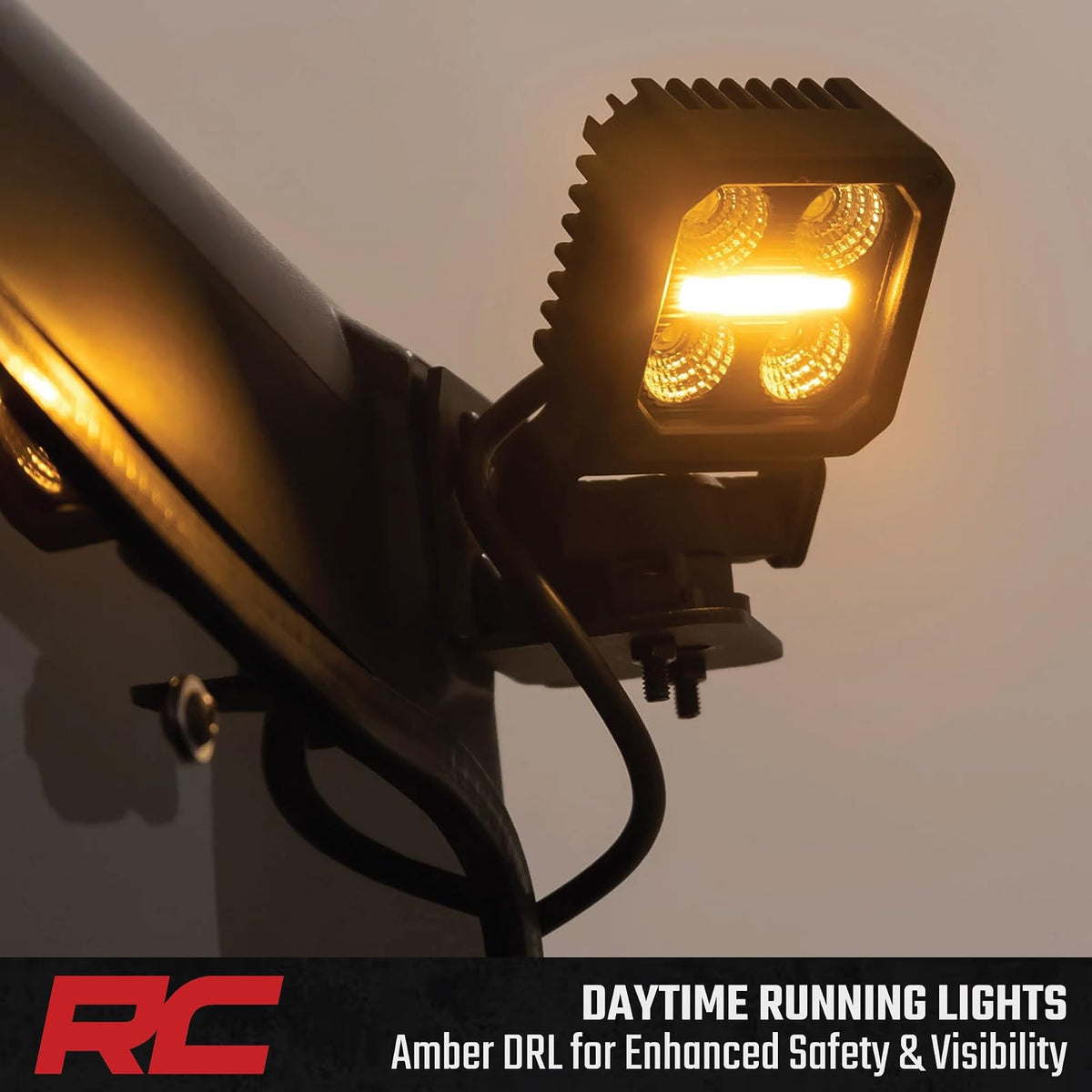 Rough Country 70802 - Luces LED cuadradas de 2 pulgadas, color negro