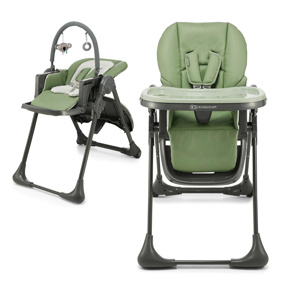 Kinderkraft TUMMIE Silla Alta 2 en 1, Beige - Green