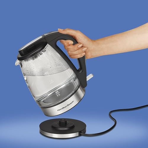 Hamilton Beach Vidrio Eléctrica De 1,7, Tetera Pequeño Electrodoméstico Cocina, Negro (Black), 1.7 Litros