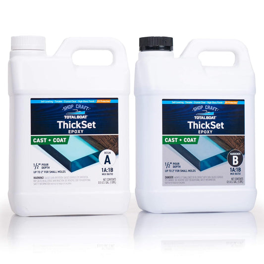 TotalBoat - Kit de resina epoxi de vertido profundo – Galón de fórmula transparente para vertidos de 1/2 a 2 pulgadas, resina epoxi de curado rápido para fundición, mesas de río, conservación de