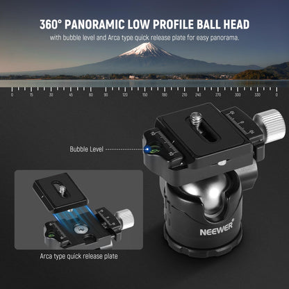 NEEWER Portátil Viaje Mini Tabletop Trípode | Escritorio Escritorio Trípode con 360° Rótula, 1/4" Placa de Liberación Rápida para DSLR Cámara Video Camcorder