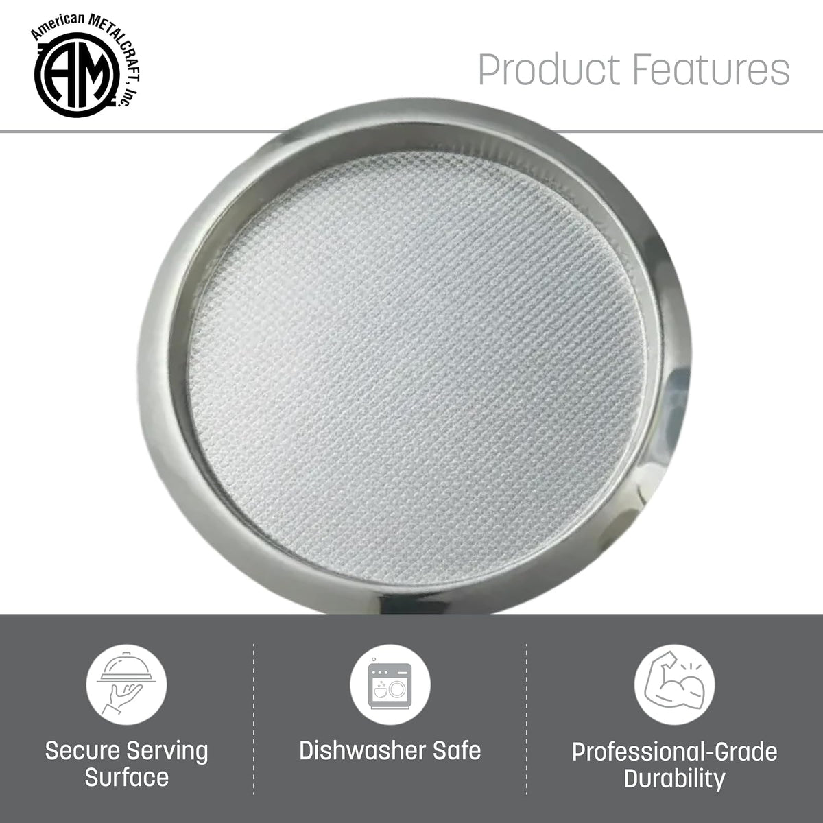 American Metalcraft SSBT14 Bandeja Redonda de Acero Inoxidable para Servir, Plata, 14 Pulgadas