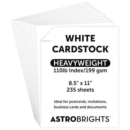 Cartulina blanca Astrobrights Premium, 8.5 x 11 pulgadas, 100 libras. índice, 94 Brillo, 235 hojas – Tarjeta blanca Astro pesada para invitaciones, tarjetas de visita, manualidades e impresión