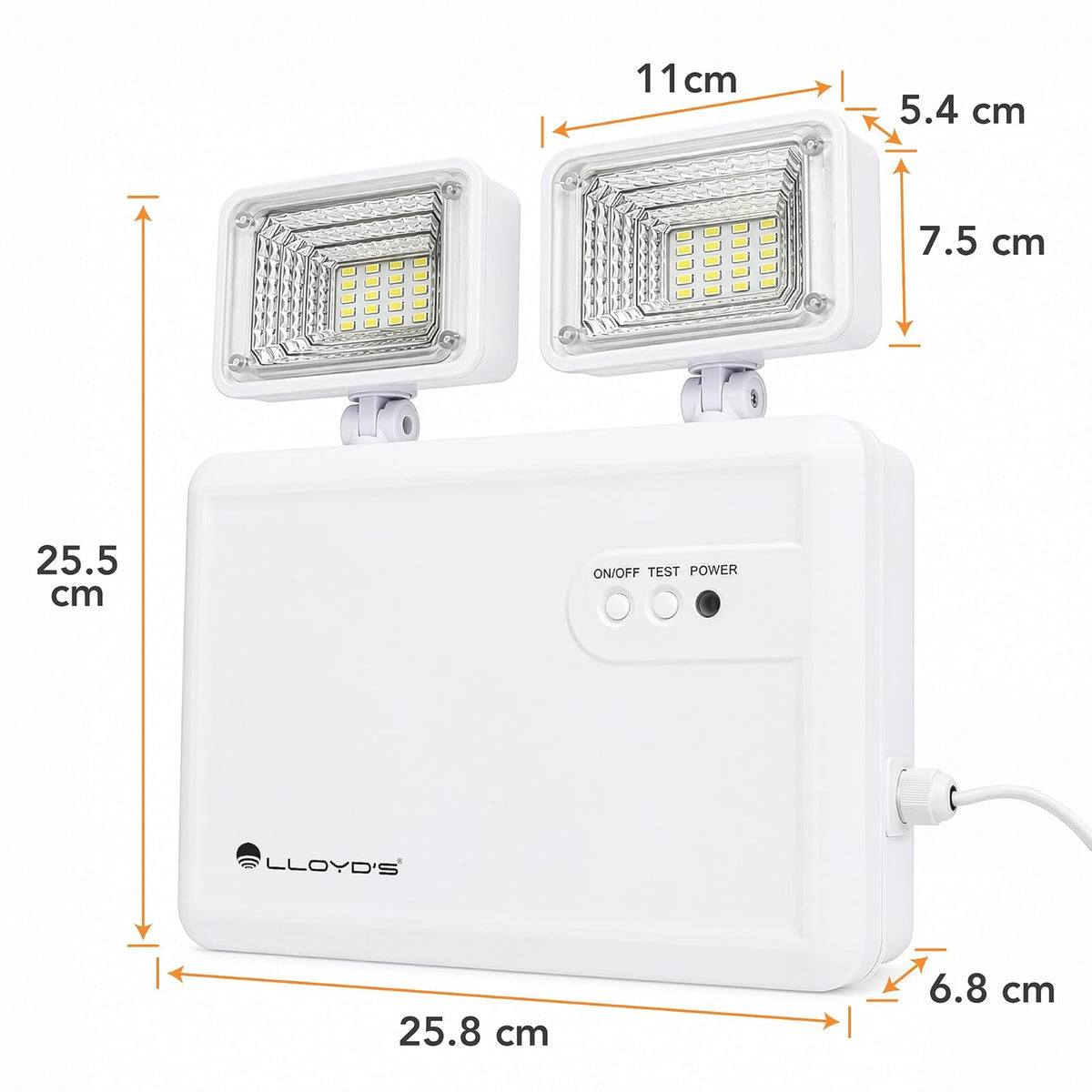 Lloyd's Lámpara de Emergencia 40 LED 1200 LM IP65 con 2 Reflectores | Hasta 5 horas de respaldo con encendido automático, batería recargable y reflectores orientables para mayor cobertura.