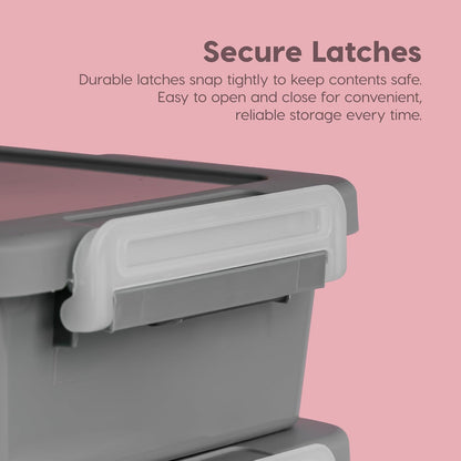 IRIS USA Contenedores de Plástico para Manualidades de 6 L con Tapa, Paquete de 2, Organizador Pequeño de Suministros de Arte y Oficina, Bins y Cajas Sensoriales para Hogar y Universidad, Gris