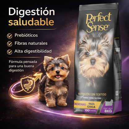 Perfect Sense Alimento Premium para Cachorros de Raza Pequeña 8 kg | Proteína de Origen Animal | Ingredientes Naturales | con Omega 3, Vitaminas y Prebióticos