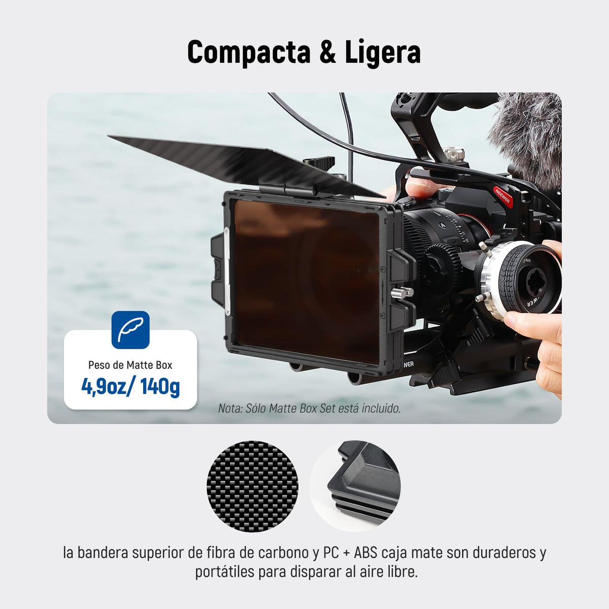 NEEWER Mini Caja Mate con Dos bandejas de Filtro de 4 x 5.75 Pulgadas, 4 adaptadores de Lente Circular, Bandera Superior de Fibra de Carbono, Compatible con Accesorios SmallRig Compatible con Filtro