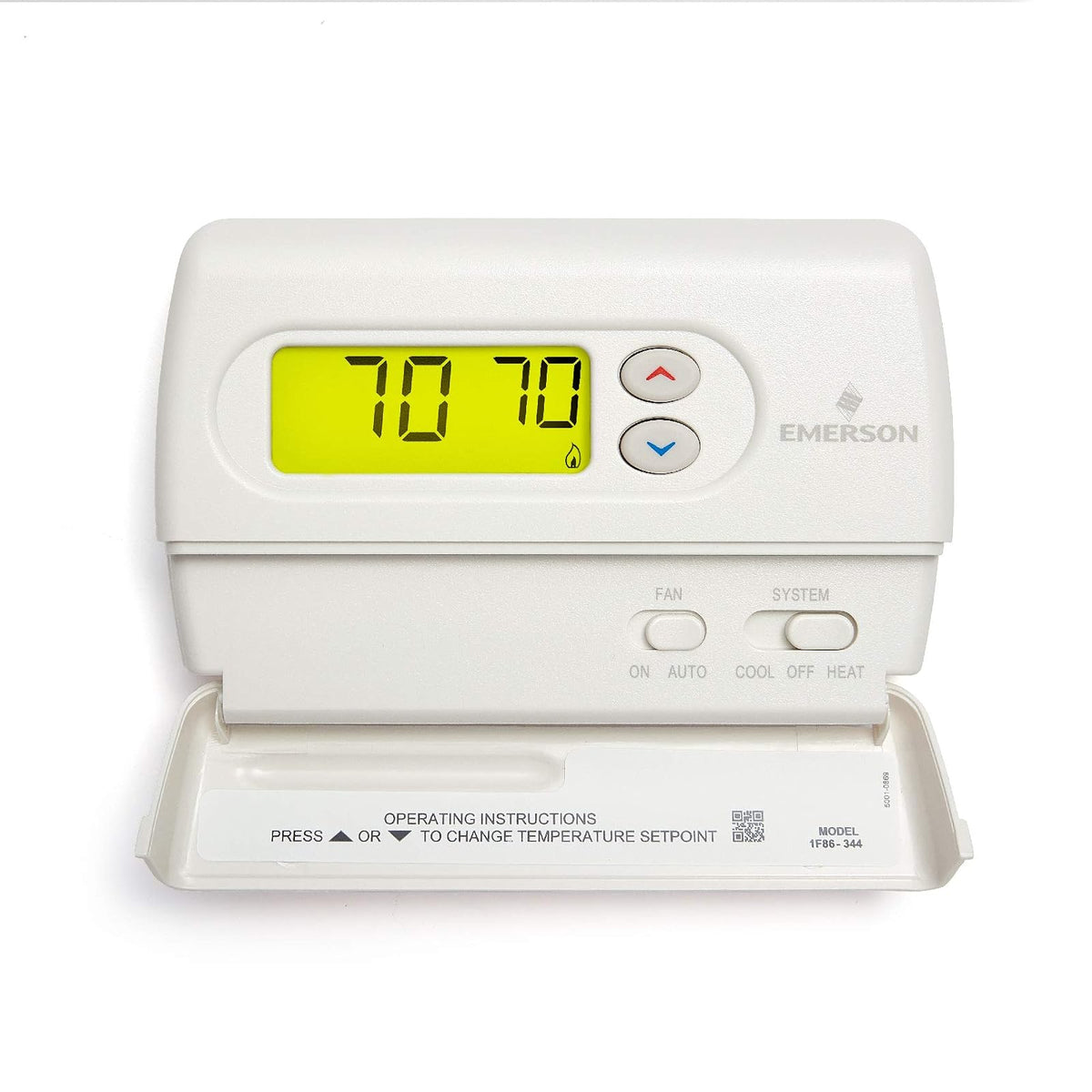 Emerson 1F86-344 - Termostato no programable para sistemas de una sola etapa, color blanco