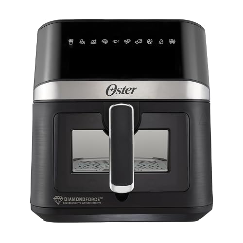 Oster® Freidora de Aire Digital, Recubrimiento Oster® DiamondForce, con Ventana y Luz Interna, 6L de Capacidad, con 10 Programas Automáticos