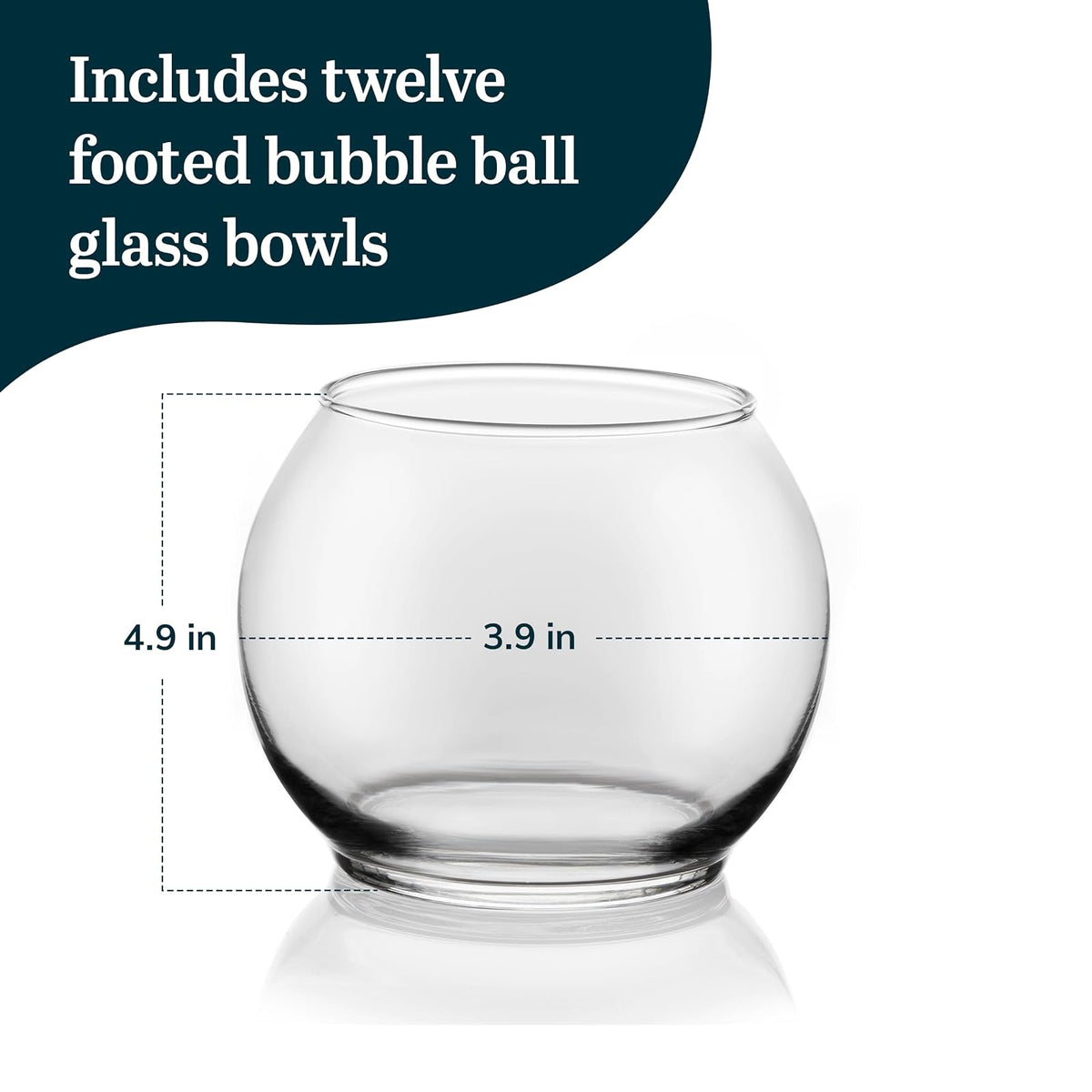 Libbey 802 Footed Bubble Ball, 3.9-Inch Tall by 4.90-Inch in Diameter, Clear, Set of 12