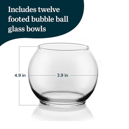 Libbey 802 Footed Bubble Ball, 3.9-Inch Tall by 4.90-Inch in Diameter, Clear, Set of 12