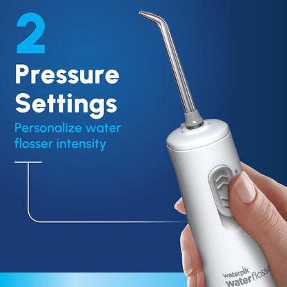 Waterpik - Limpiador de agua inalámbrico, funciona con pilas y portátil para viajes y hogar, Cordless Express aceptado por la ADA, blanco WF-02