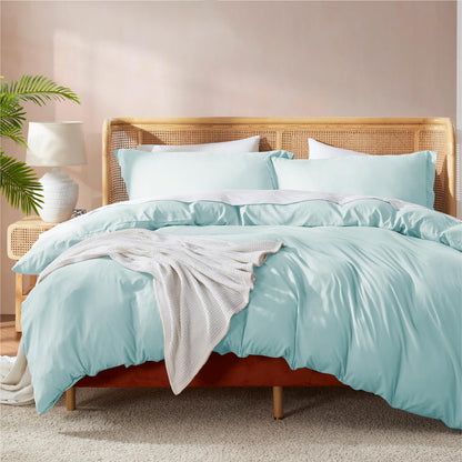 Nestl Bedding Juego de Funda para Edredón 3 Piezas, Microfibra - Azul Pastel - Individual