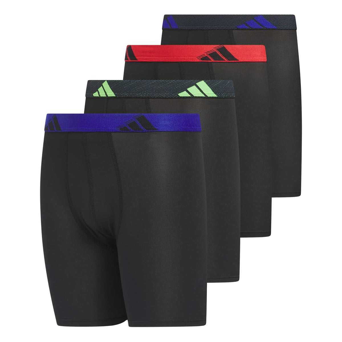 adidas - Calzoncillos tipo calzones de microfibra para jóvenes (multipaquete) para niños - Negro - Verde signal - M