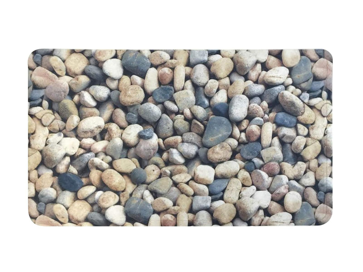 Splash Home Pebbles - Alfombrillas de Tina de PVC Impresas Antideslizantes, extralargas, Lavables a máquina, con 58 ventosas Fuertes, 16 x 27 Pulgadas, Color Gris