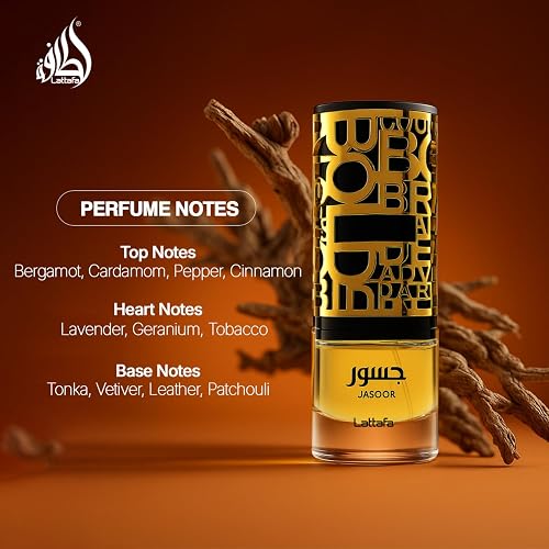 Lattafa Jasoor for Men Eau de Parfum Spray, 3.4 Ounce