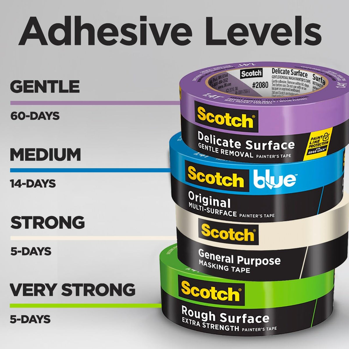 Scotch - Cinta adhesiva de uso general, 1.9 pulgadas x 60.1 yardas, color beige, se pega hasta 5 días, se elimina fácilmente sin dejar residuos pegajosos, cinta adhesiva fácil de rasgar (2050-48 MP)